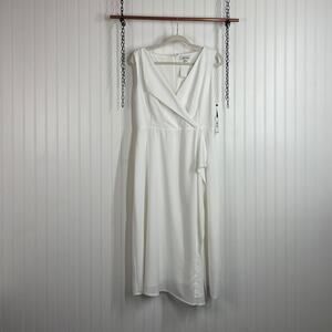 NWT Kensie Women’s White Lined Sleeveless V-Neck Midi Dress Size 12